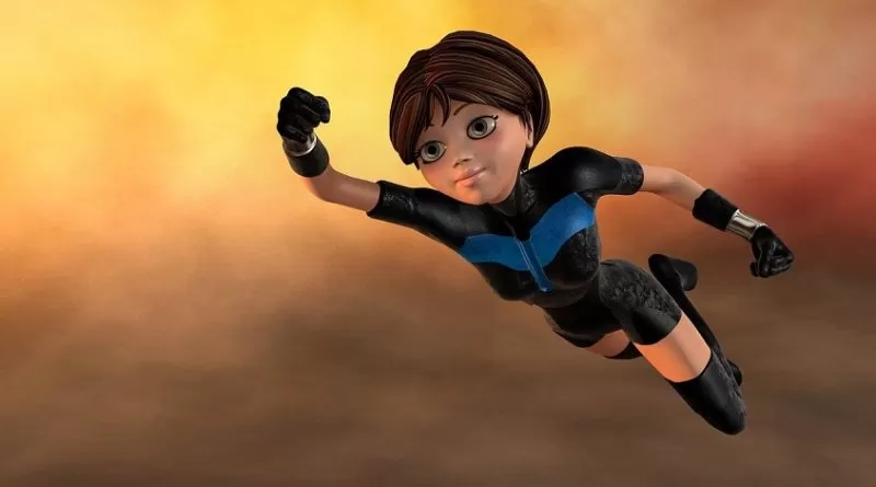 Super woman flying 3D